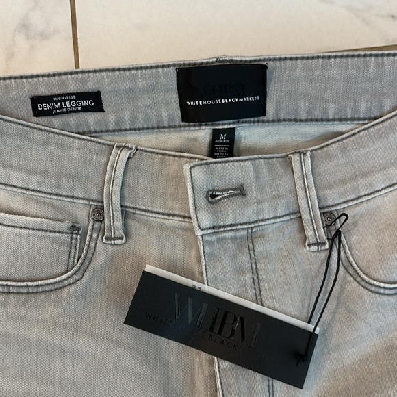 White House Black Market Light Gray Denim Leggings - Picture 2 of 7